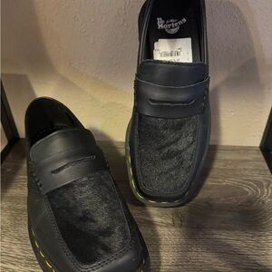 Dr. Martens Black Leather Loafers with black textured toe